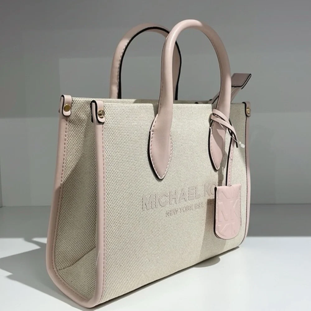 NWT Michael Kors  Mirella Small Shopper Top Zip Crossbody Bag Powder Blush Pink